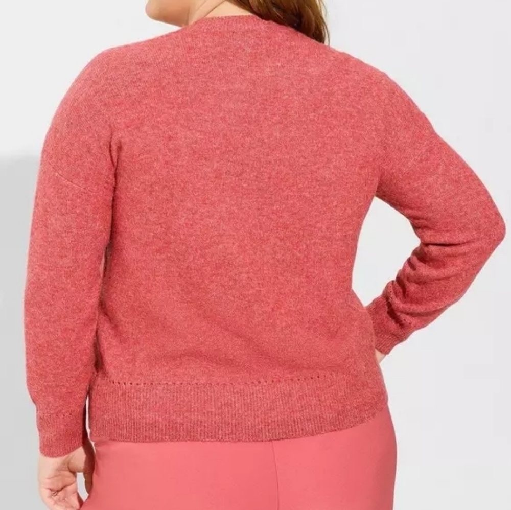 TORRID Vegan Cashmere Cardigan V-Neck Drop Shoulder Sweater Pink Plus Size 5X - Picture 9 of 13